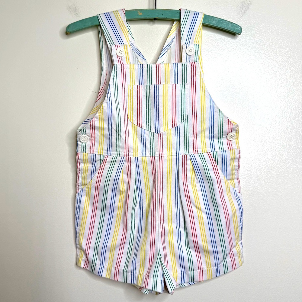 Vintage 80s Youth Park Primary Colors Overalls Shorts Toddler Size 2T Taiwan